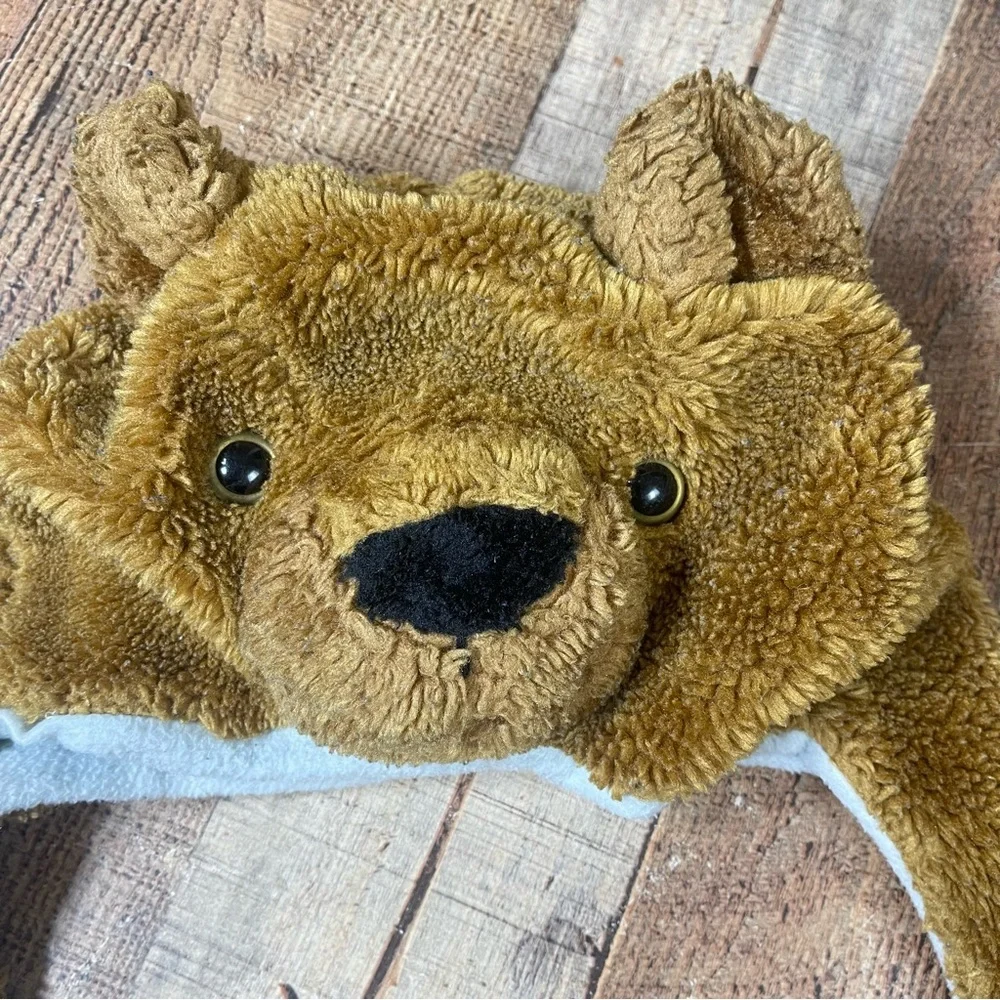 Kids Fuzzy Warm Brown Bear Fleece Hat Winter